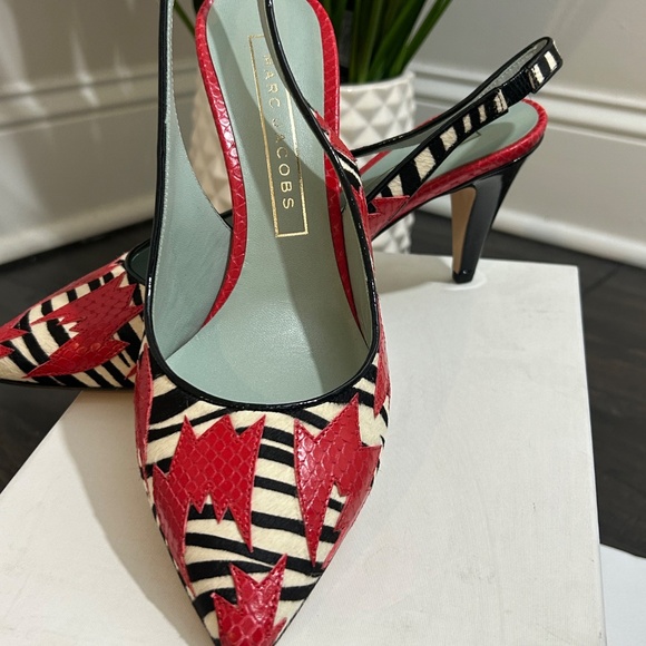 Marc By Marc Jacobs Multicolor Calf Hair Sling Back Heel Size 39 - Picture 3 of 6